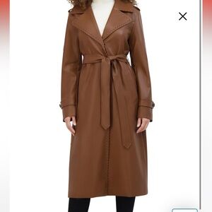 Kenneth Cole Belted Faux Leather Coat